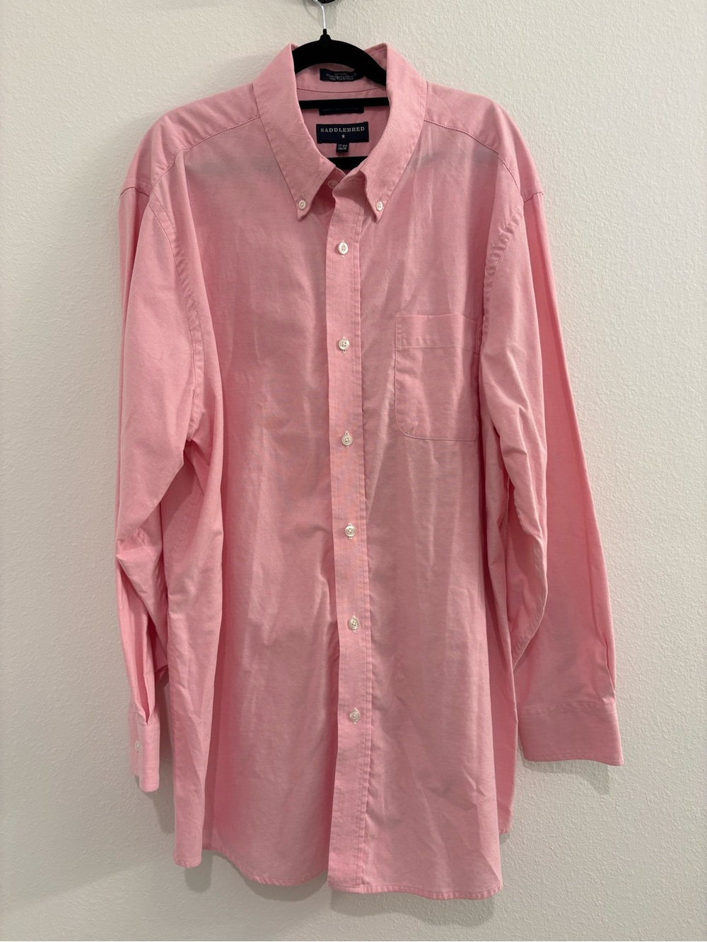 Saddlebred 17.5 34/35 Pink Button-Down Casual Oxford Shirt
